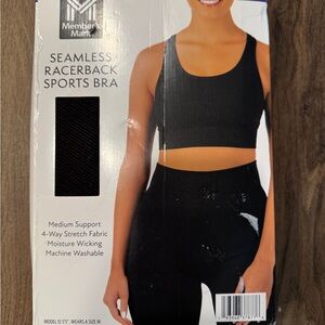 Member's Mark Women’s size XXL Black Seamless Racerback Sports Bra. NWT!